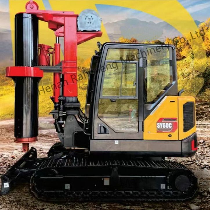 RCQ-10C হাইড্রোলিক মিনি পিল ড্রিলিং রিগ 10 মিটার গভীরতা 36KW কুবোটা ইঞ্জিনের সাথে সানি SY60C এক্সক্যাভেটর চ্যাসি